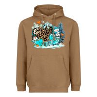 Toasted Coconut winter hearts with snowmans Heavyweight Hoodie - AdoDesignShop