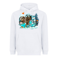 White winter hearts with snowmans Heavyweight Hoodie - AdoDesignShop