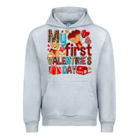 Heather Grey my first valentines day Urban Hoodie - NancyCooperArtShop