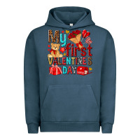 Pigment Midnight Navy my first valentines day Urban Hoodie - NancyCooperArtShop