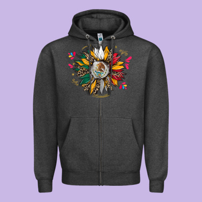 Mexican Sunflower Zipper Hoodie Designed By Cts Tumbler Store