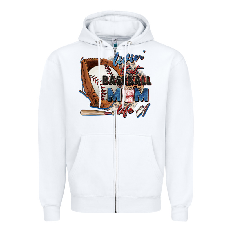 Livin' That Baseball Mom Life Zipper Hoodie by Zillion Design Studio | Teevron