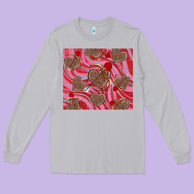 Long Sleeve Tee valentine's day hearts bow and arrow