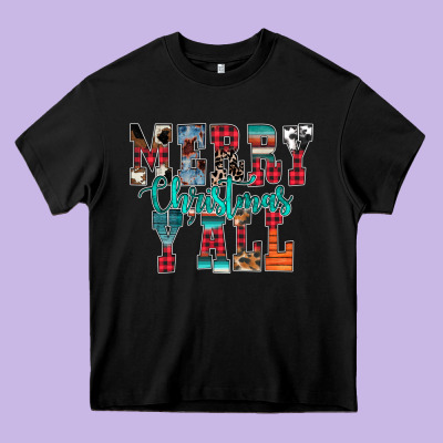 Merry Christmas Y'all Heavy Core Tee Designed By Cowhidedigitalart