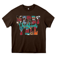 Chocolate Brown merry christmas y'all Heavy Core Tee - CowhideDigitalArt