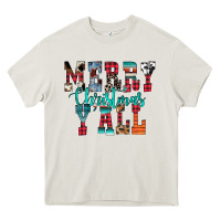 Cream merry christmas y'all Heavy Core Tee - CowhideDigitalArt
