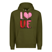 Army Green love never fails valentine s day Premium Hoodie - MaliasSmallBusiness