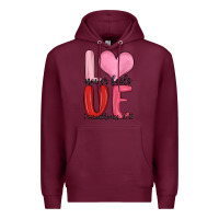 Burgundy love never fails valentine s day Premium Hoodie - MaliasSmallBusiness