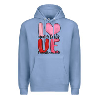 Colony Blue love never fails valentine s day Premium Hoodie - MaliasSmallBusiness