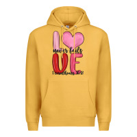 Mustard love never fails valentine s day Premium Hoodie - MaliasSmallBusiness