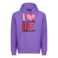 Purple love never fails valentine s day Premium Hoodie - MaliasSmallBusiness