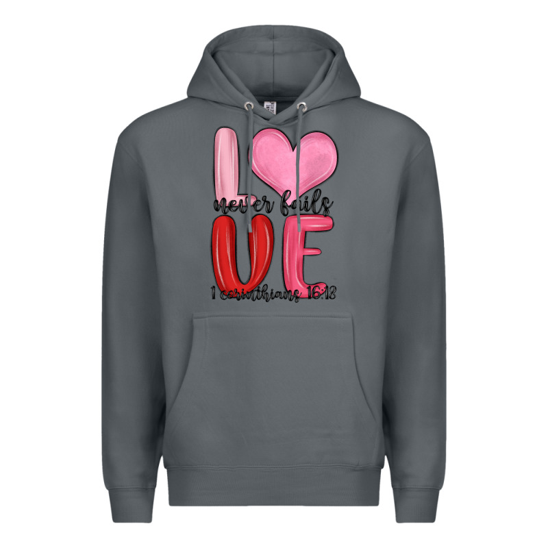 Love Never Fails Valentine S Day Premium Hoodie by MaliasSmallBusiness | Teevron