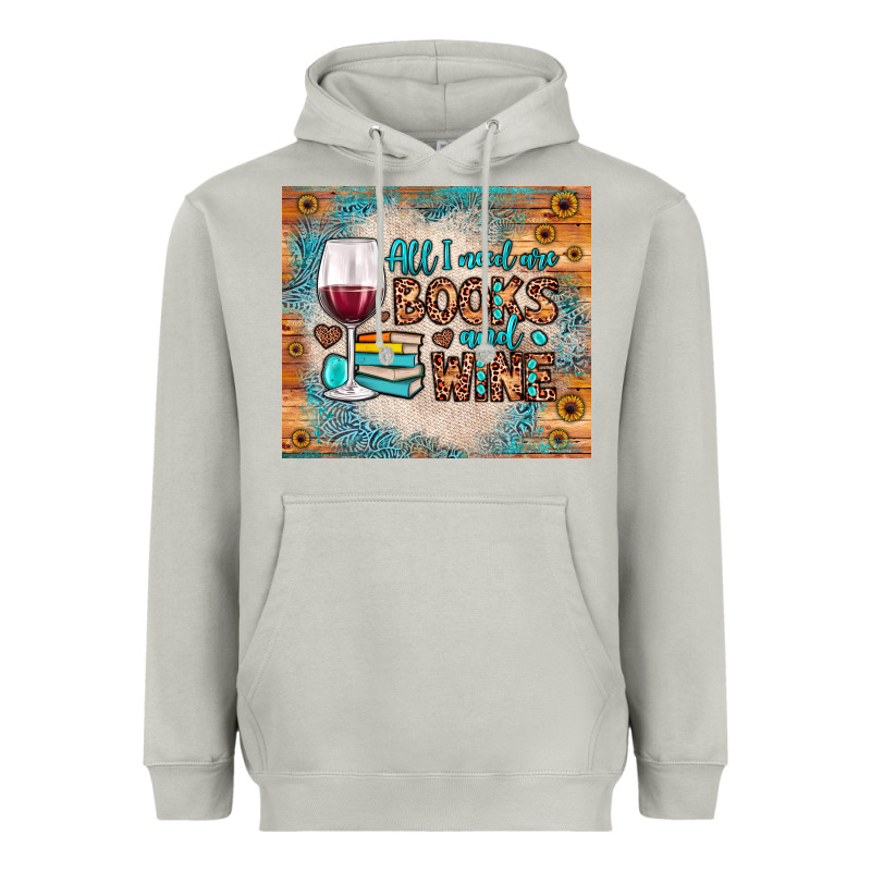 All I Need Are Books And Wine Heavyweight Hoodie by JahusDesignShop | Teevron