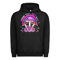 Pigment Black grow your own way crystal and mushroom Urban Hoodie - MaliasSmallBusiness