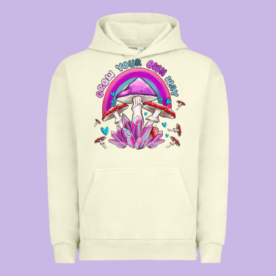 Grow Your Own Way Crystal And Mushroom Urban Hoodie Designed By Maliassmallbusiness