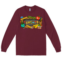 Burgundy teacher Long Sleeve Tee - texasbilliewilder