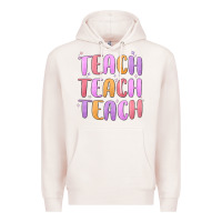 Pale Pink teach teach varsity Premium Hoodie - MaliasSmallBusiness