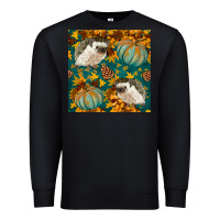 Black hedgehog and pumpkins seamless pattern Premium Sweatshirt - BundleAndBundleShop