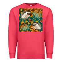 Cardinal hedgehog and pumpkins seamless pattern Premium Sweatshirt - BundleAndBundleShop