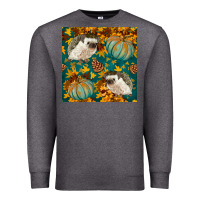 Charcoal Heather hedgehog and pumpkins seamless pattern Premium Sweatshirt - BundleAndBundleShop