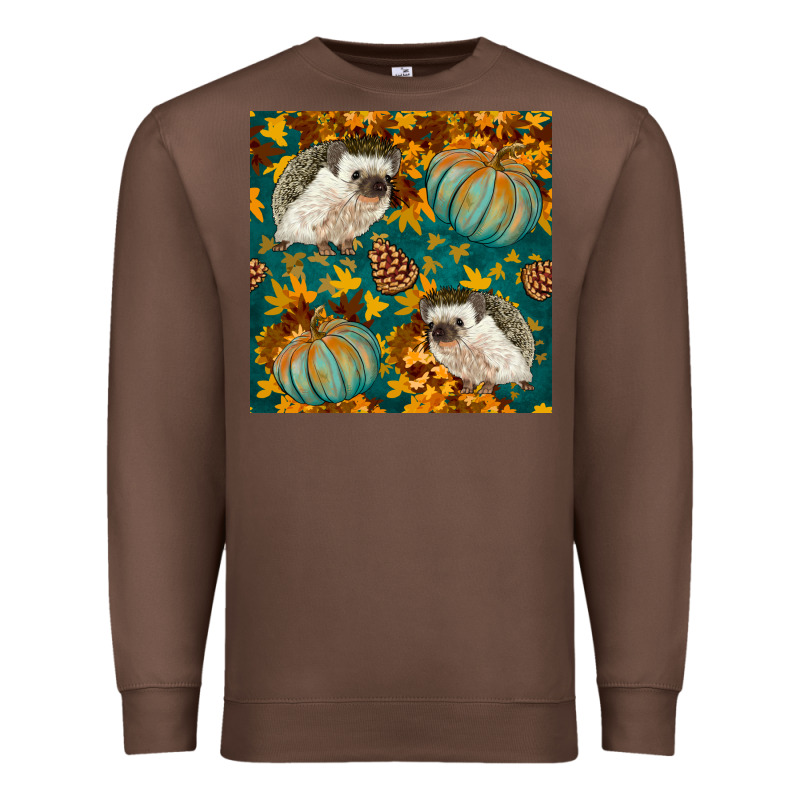 Hedgehog And Pumpkins Seamless Pattern Premium Sweatshirt by BundleAndBundleShop | Teevron