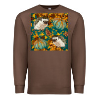 Chestnut hedgehog and pumpkins seamless pattern Premium Sweatshirt - BundleAndBundleShop