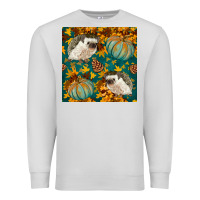Dove Grey hedgehog and pumpkins seamless pattern Premium Sweatshirt - BundleAndBundleShop