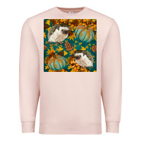 Pale Pink hedgehog and pumpkins seamless pattern Premium Sweatshirt - BundleAndBundleShop