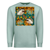 Seafoam hedgehog and pumpkins seamless pattern Premium Sweatshirt - BundleAndBundleShop