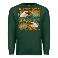 Sports Green hedgehog and pumpkins seamless pattern Premium Sweatshirt - BundleAndBundleShop