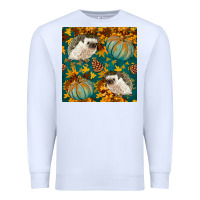 White hedgehog and pumpkins seamless pattern Premium Sweatshirt - BundleAndBundleShop
