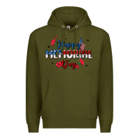 Army Green happy memorial day Premium Hoodie - MaliasSmallBusiness