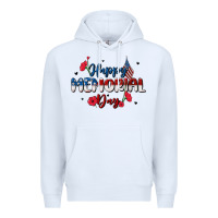 White happy memorial day Premium Hoodie - MaliasSmallBusiness