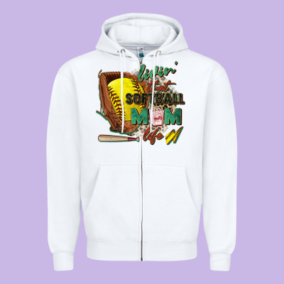 Livin' That Softball Mom Life Zipper Hoodie Designed By Zillion Design Studio