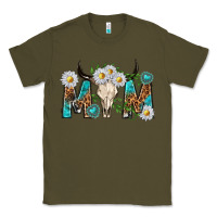 Army Green mom with bull skull Classic Tee - texasbilliewilder