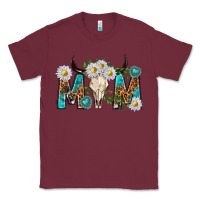 Burgundy mom with bull skull Classic Tee - texasbilliewilder