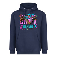 Navy eat sleep craft repeat Heavyweight Hoodie - AdoDesignShop