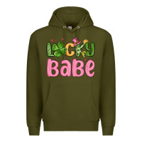 Army Green lucky babe st patrick s day Premium Hoodie - MaliasSmallBusiness