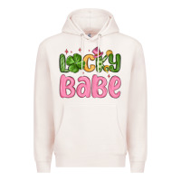 Pale Pink lucky babe st patrick s day Premium Hoodie - MaliasSmallBusiness