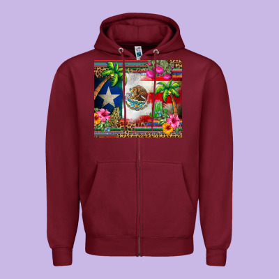 Mexico And Puerto Rico Zipper Hoodie Designed By Cts Tumbler Store
