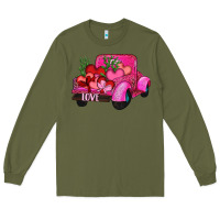 Army Green valentine's day heart cactus truck Long Sleeve Tee - RanaPortraitStore