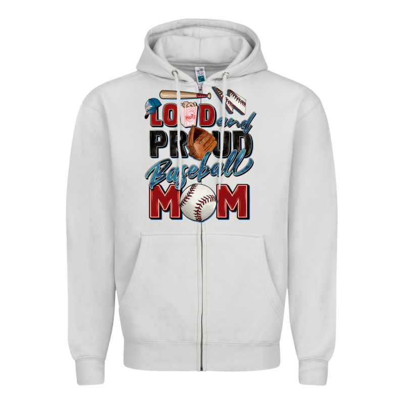 Loud And Proud Baseball Mom Zipper Hoodie by Zillion Design Studio | Teevron