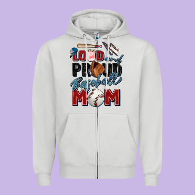 Loud And Proud Baseball Mom Zipper Hoodie Designed By Zillion Design Studio