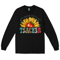 Black teacher with sunflower Long Sleeve Tee - texasbilliewilder