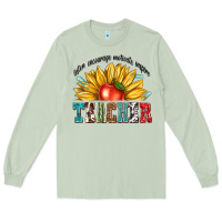 Matcha teacher with sunflower Long Sleeve Tee - texasbilliewilder