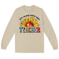 Mushroom teacher with sunflower Long Sleeve Tee - texasbilliewilder