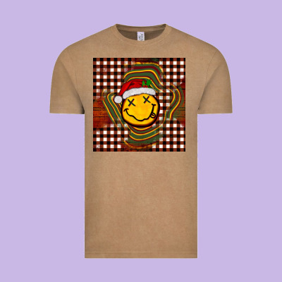 Christmas Smiley Face Vintage Tee Designed By Barkaloodesign