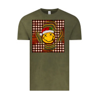Vintage Olive Christmas smiley face Vintage Tee - BarkalooDesign