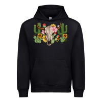 Black bull skull with cactus Urban Hoodie - MaliasSmallBusiness
