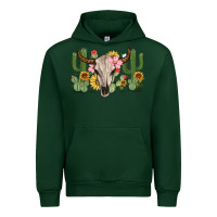 Forest Green bull skull with cactus Urban Hoodie - MaliasSmallBusiness